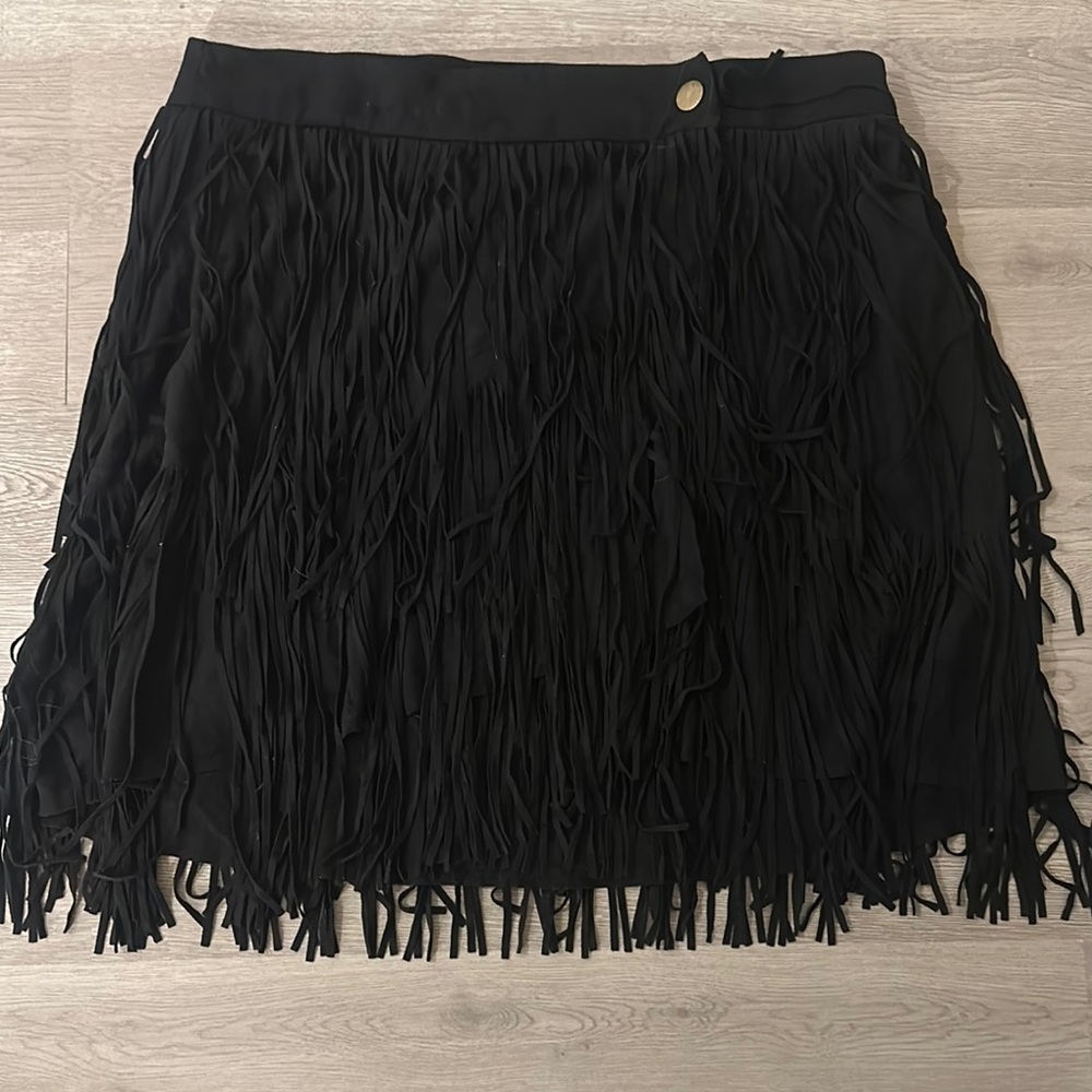 Fringe Black Skirt